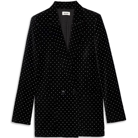 Zadig & Voltaire Black Visko Velvet Glitter Dots Blazer - Picture 12 of 14